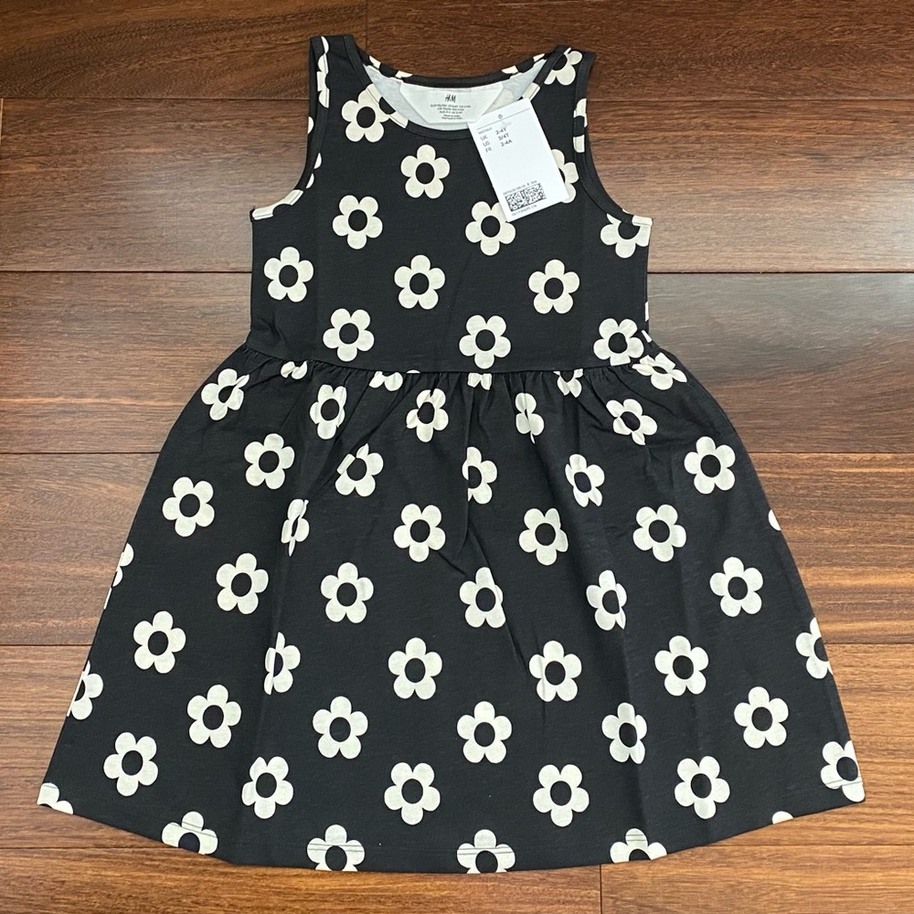H&M Black Dress with White Floral Print